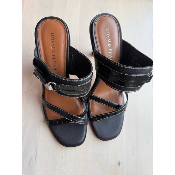 Donald Pliner black buckled retro ERICA slide sandal  size 10 - Picture 3 of 15